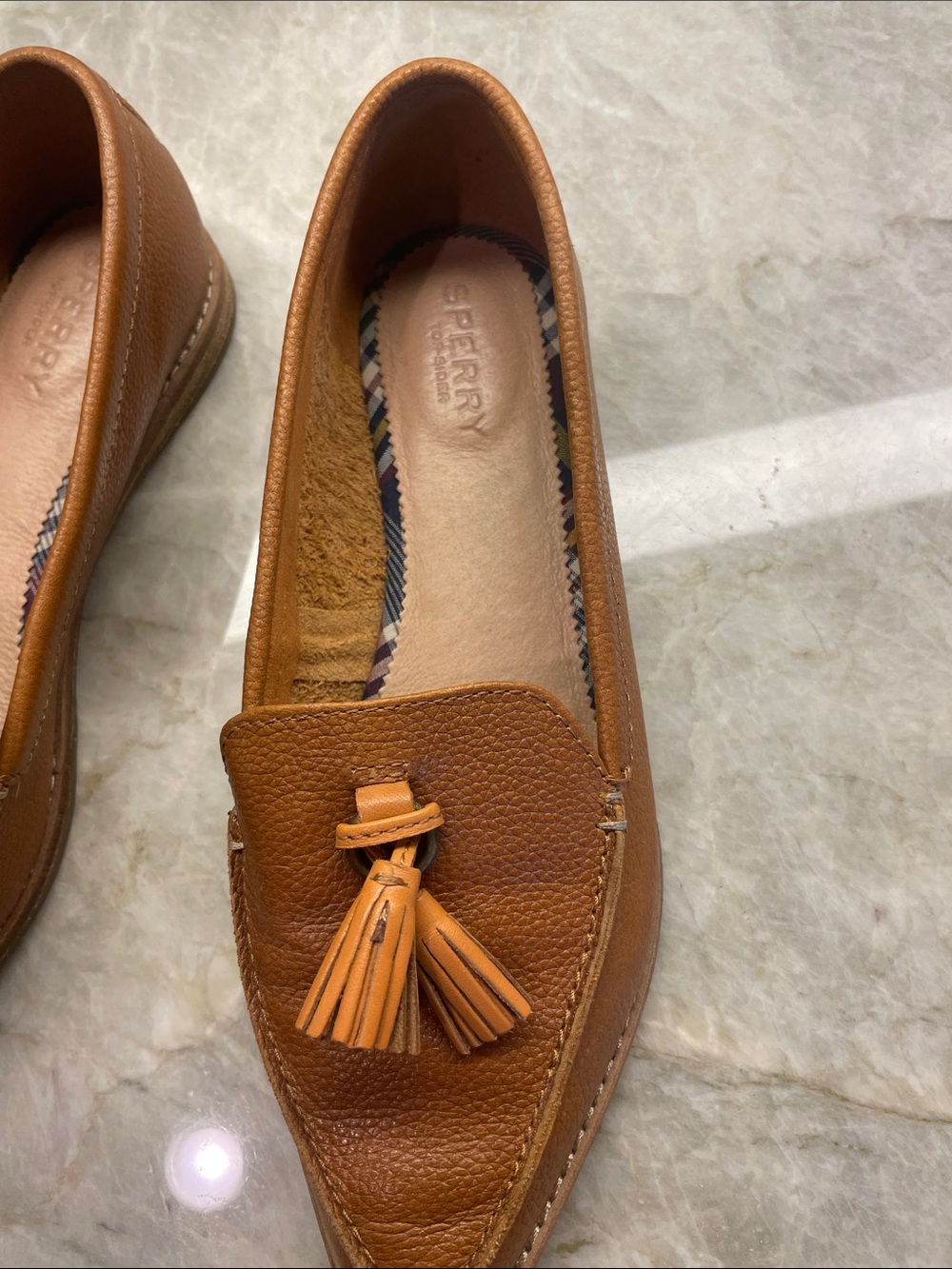 Women’s Sperry Tan Leather Tassel Loafers - Picture 2 of 5